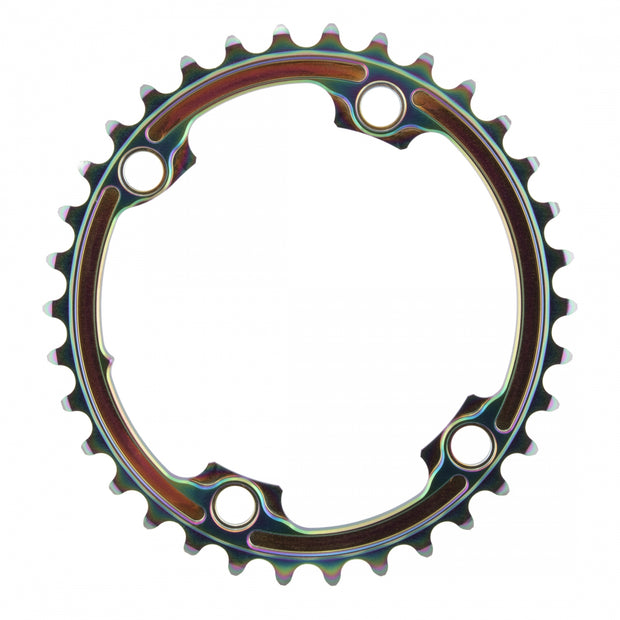 ABSOLUTEBLACK - CHAINRING ABSOLUTEBLACK OVAL 110mm 34T 4B ASYMMETRIC 2X OIL-SLICK