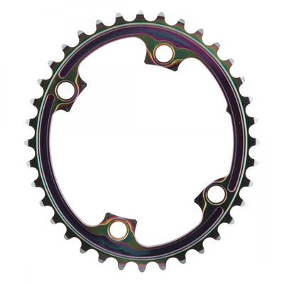 ABSOLUTEBLACK - CHAINRING ABSOLUTEBLACK OVAL 110mm 36T 4B ASYMMETRIC 2X OIL-SLICK