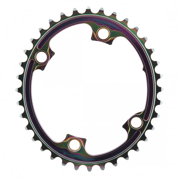 ABSOLUTEBLACK - CHAINRING ABSOLUTEBLACK OVAL 110mm 36T 4B ASYMMETRIC 2X OIL-SLICK